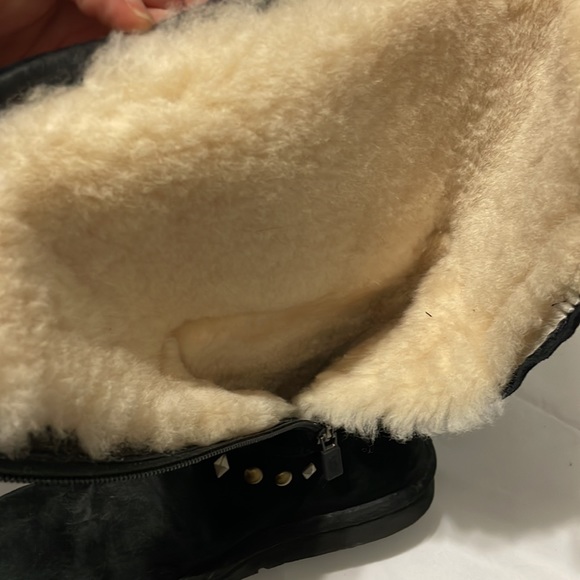Ugg Avondale Black Suede Boots Diamond Gold and Silver Metal Studs inside zip - Picture 10 of 16